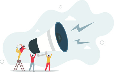 Marketing communication, announce promotion or communicate with employees,flat characters.