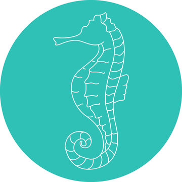 recommend clip art: Seahorse outline in circle icon