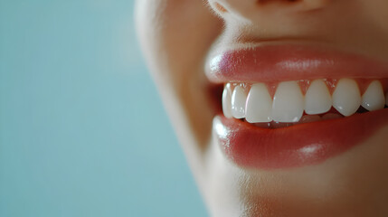 Close-Up Side View of Woman’s White Smile
