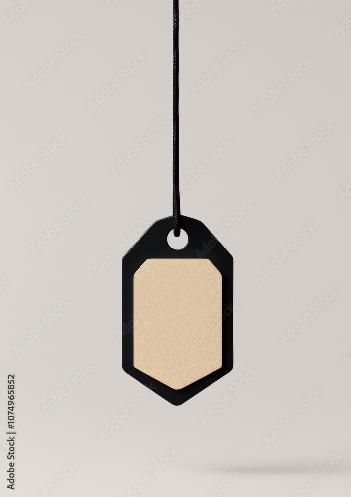 Poster a tag hangs from a string
