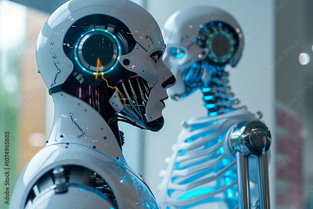 Poster futuristic science innovation in robotics and artificial intelligence - generative ai