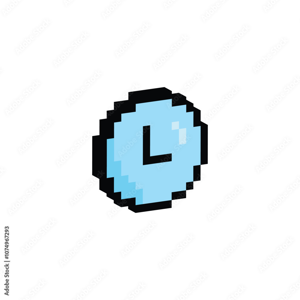 Fototapete isometric pixel art clock vector icon pixel element for 8 bit game