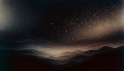 Naklejka premium dark mountains landscape against starry night sky