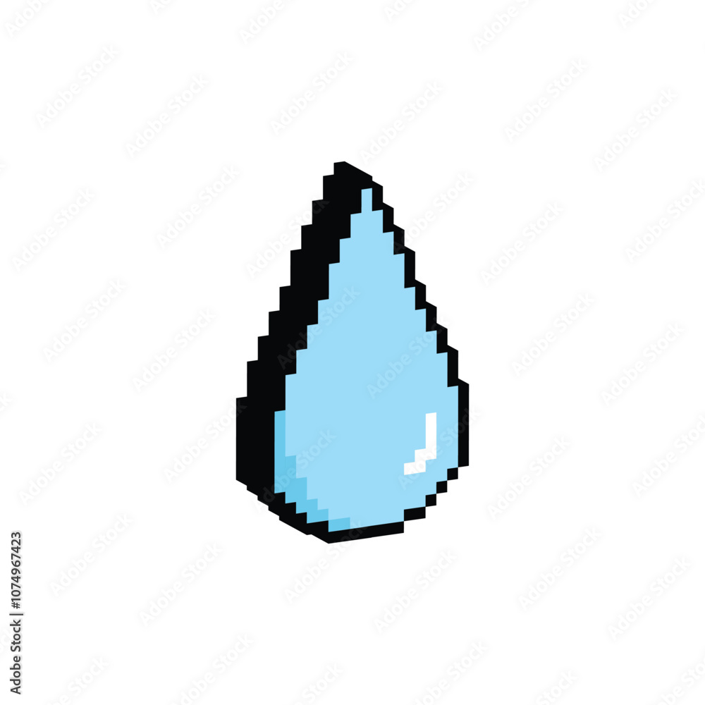 Aufkleber isometric pixel water drop icon vector pixel art liquid element for 8 bit game