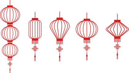 set of chinese new year lanterns flat stylized illustration © Angelica