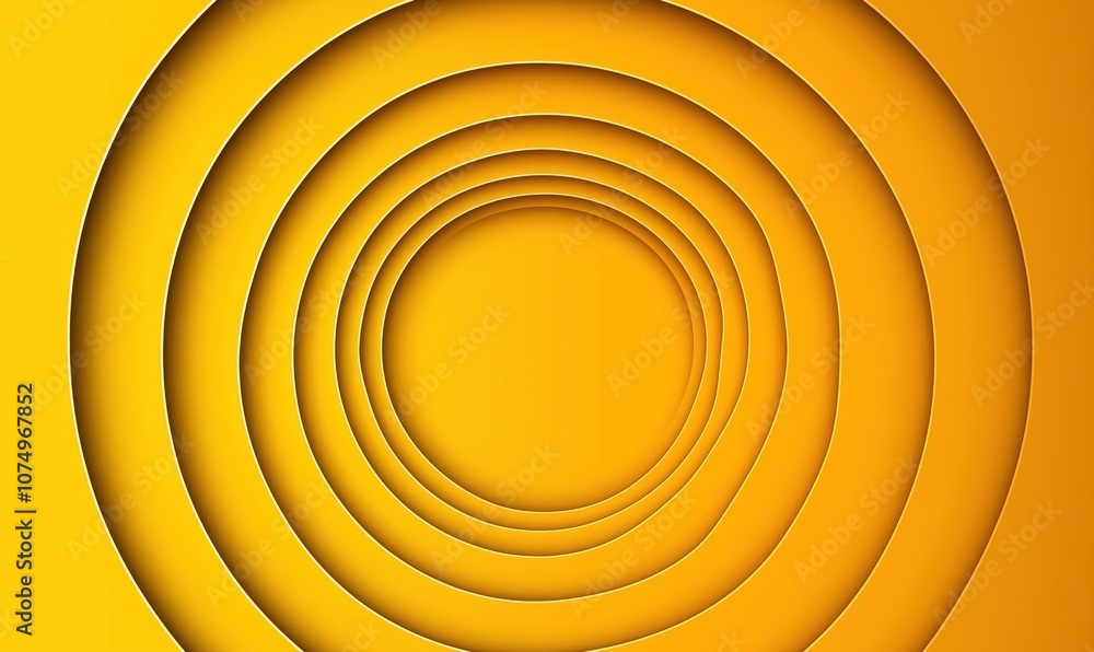 Poster concentric circles design in vibrant yellow tones, layered patterns, smooth texture