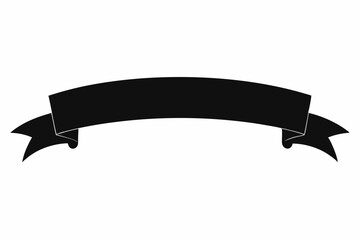 Banner Ribbon Scroll Vector Silhouette, Paper Ribbon Black Icons Vector, banner vector illustration

