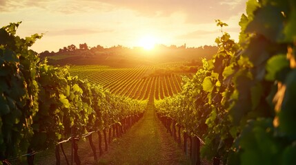 Fototapeta premium Scenic Vineyard During Sunset