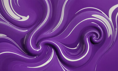 Purple and white paint swirl together in an abstract pattern