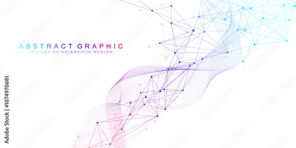 Aufkleber Digital network connect data lines and dots technology background template. Plexus effect. Polygonal concept connection background for your presentation