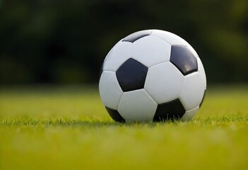 Fototapeta premium A soccer ball on a grassy field