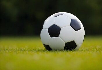 Fototapeta premium A soccer ball on a grassy field