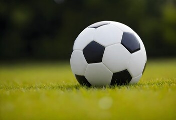 Fototapeta premium A soccer ball on a grassy field