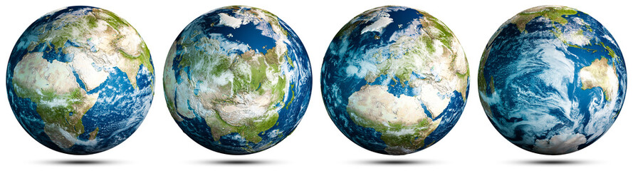 World globe planet Earth map sphere set