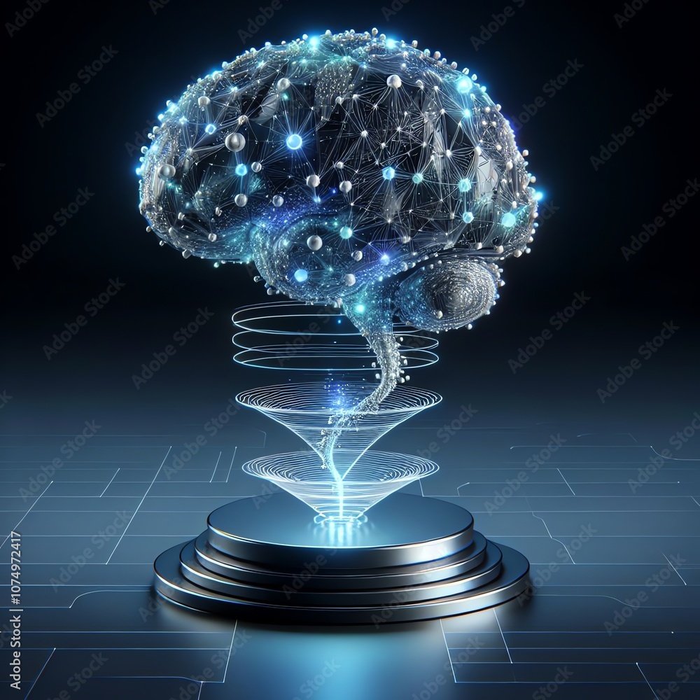 Poster artificial intelligence concept of a futuristic mind with networks