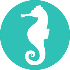 Seahorse Silhouette Icon in Turquoise circle