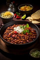 photo of a bowl full of chilli con carne
