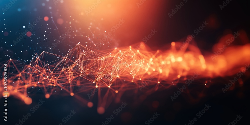 Poster abstract digital network visualization with glowing lines and nodes