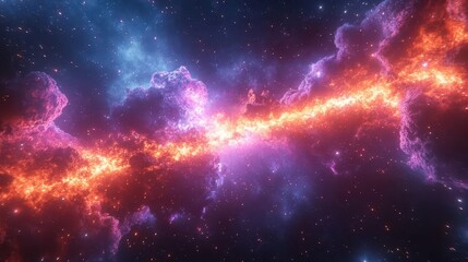 Fototapeta premium a powerful energy beam erupts into the night sky, radiating vibrant colors and dynamic energy, perfect for a sci-fi setting, adding a sense of awe and wonder