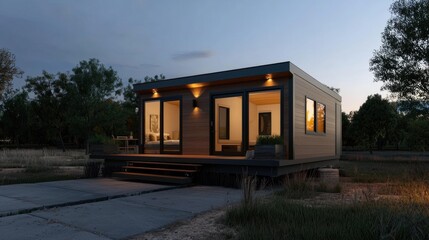 A small house with a porch and a balcony