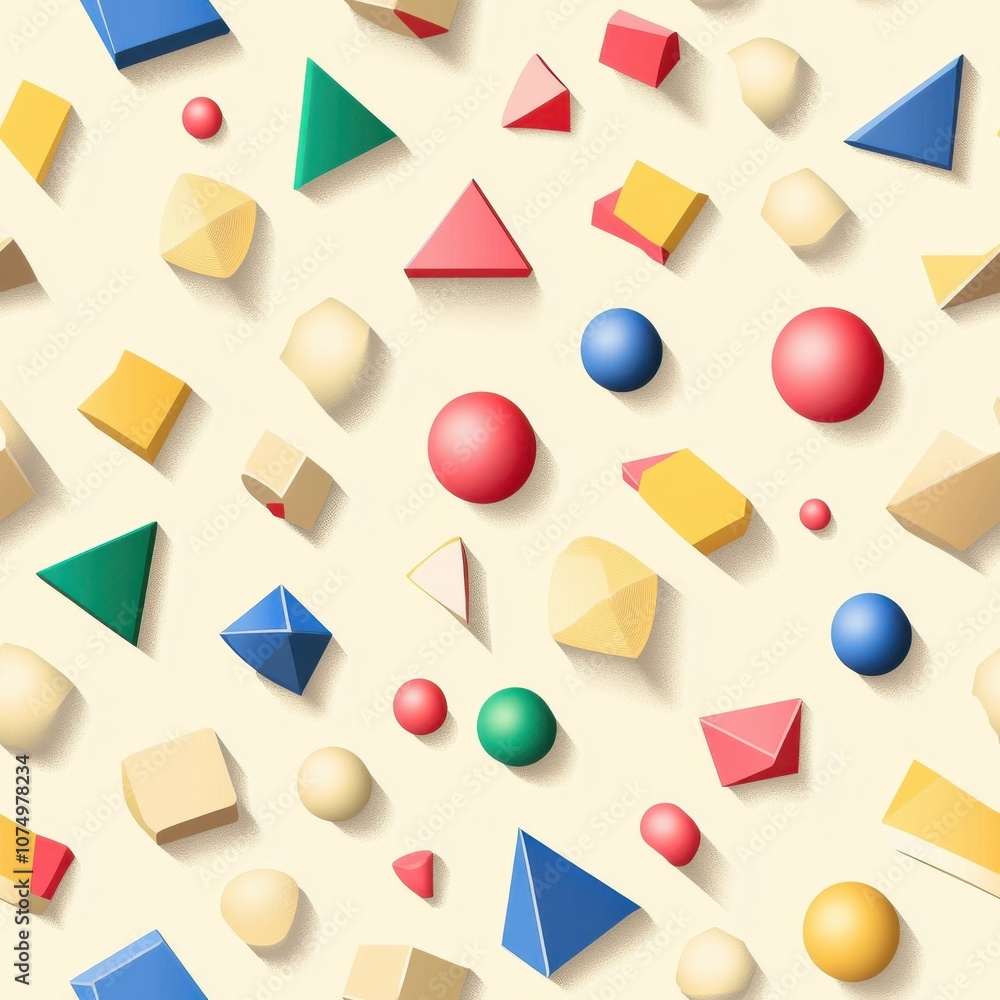Aufkleber colorful geometric shapes scattered on a light background in a playful pattern, offering a vibrant a