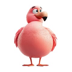 Chubby flamingo stands gracefully on one leg
