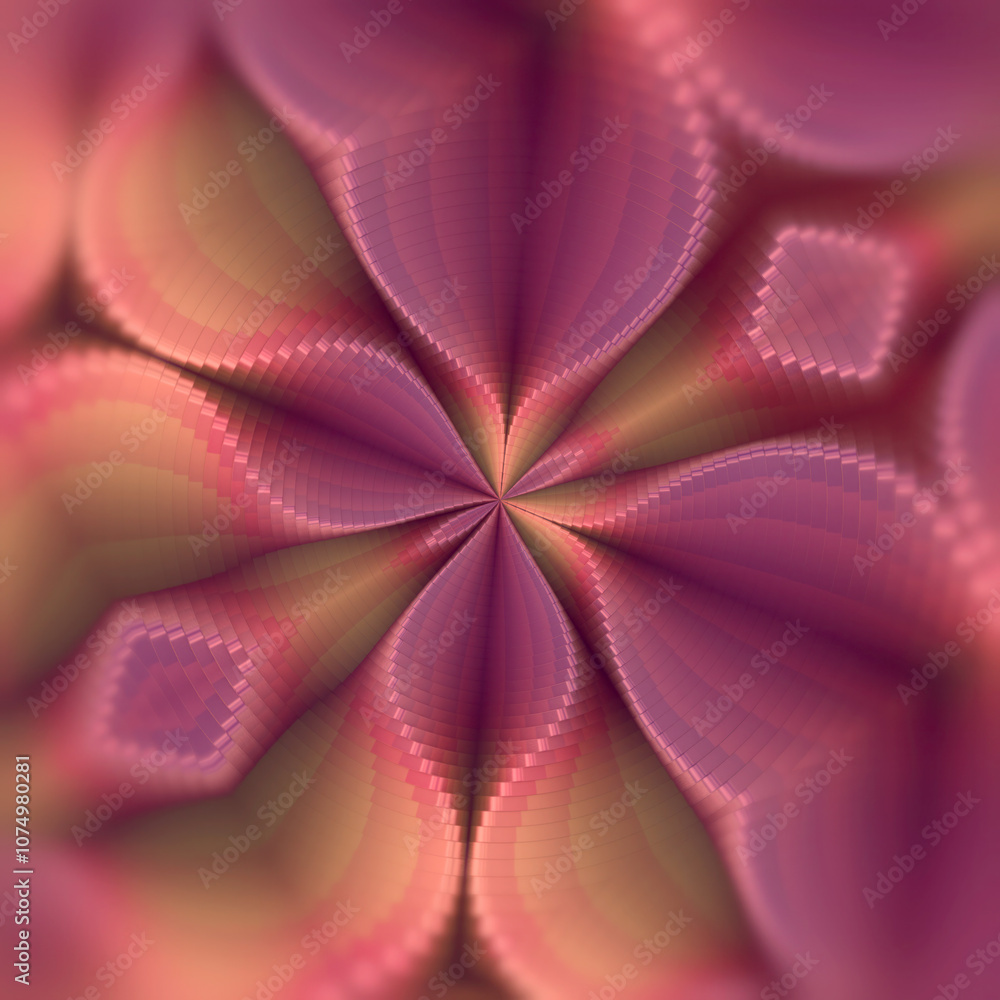 Aufkleber Smooth circular composition with wave pattern of colorful geometric shapes. 3d rendering digital illustration