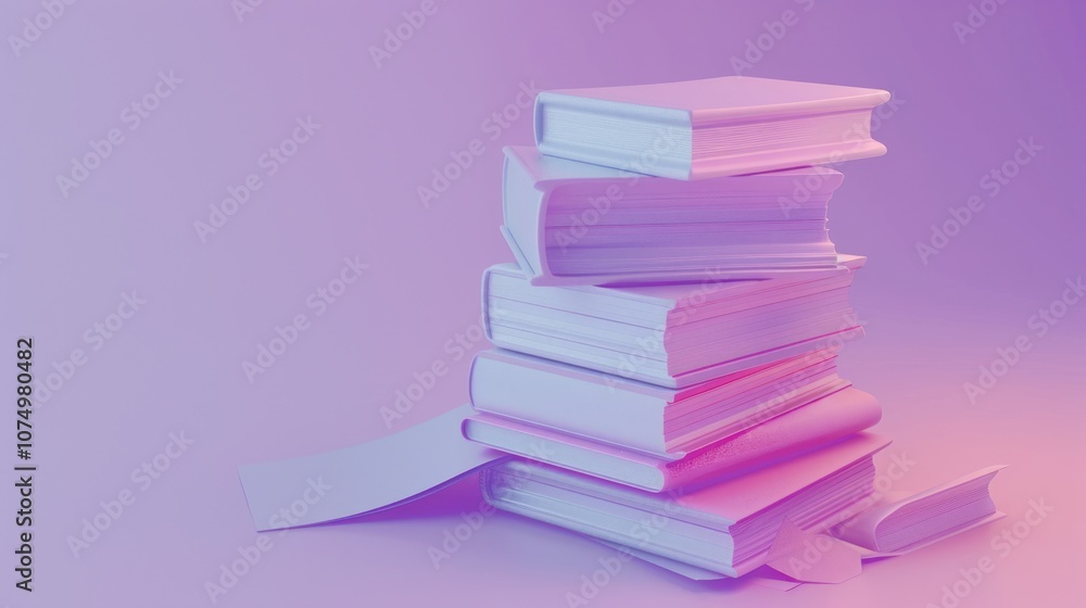 Poster stack of books in a colorful background