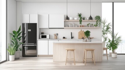 Modern Kitchen Interior Design with Minimalist Style and Natural Light