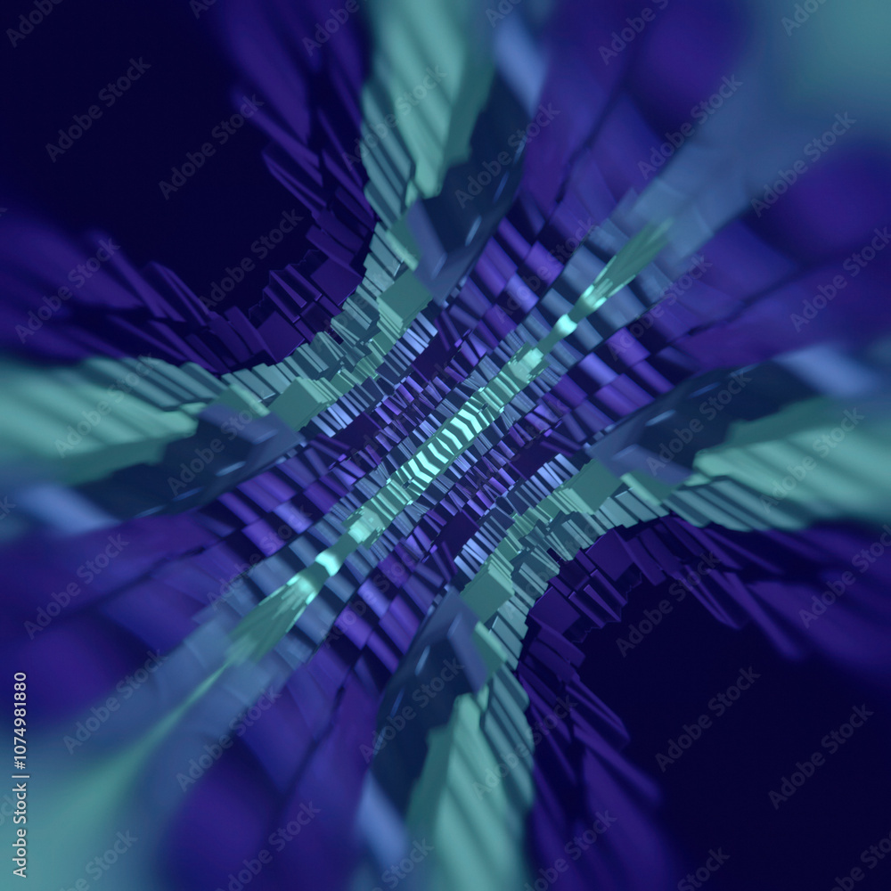 Aufkleber a mesmerizing illustration of blue and purple rectangular elements. 3d rendering