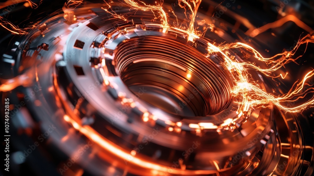Aufkleber an intricate artistic rendering of a high-tech energy core surrounded by vibrant electric arcs, show