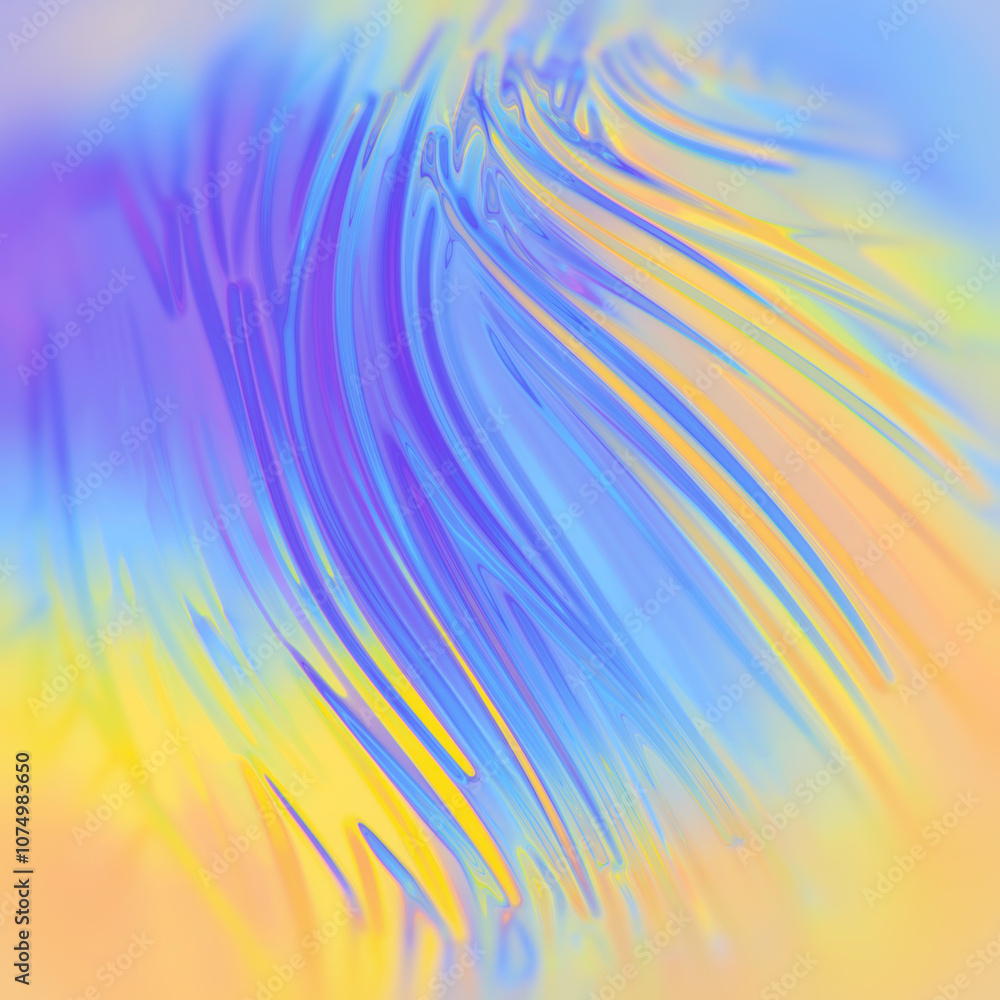 Poster Wavy colored flow with trendy multicolor gradient. 3d rendering illustration