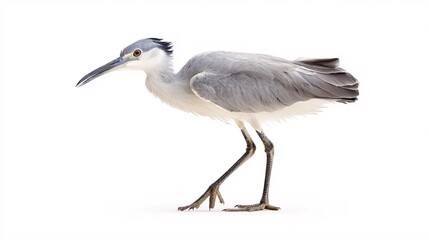 Obraz premium Striking White-faced Heron Portrait: Majestic Pose on Pure White