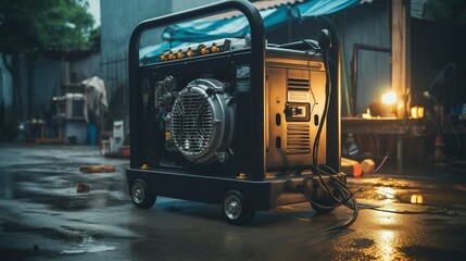 A photo of a portable generator powering car