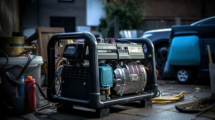 A photo of a portable generator powering car
