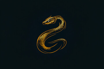 Gold snake art on black