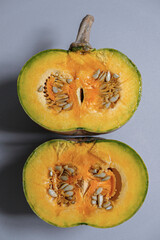 Fresh sliced orange pumpkin