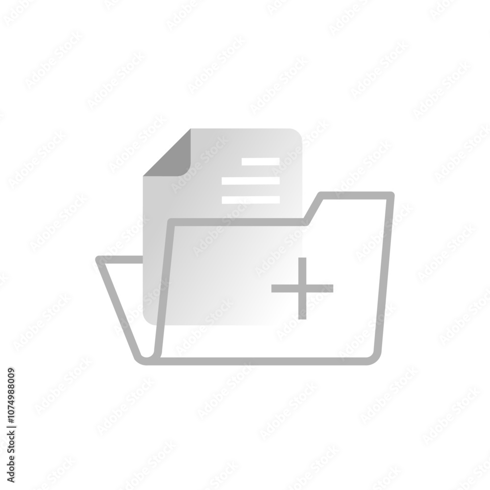 Poster illustration featuring a silhouette of a document and line icon of a folder, designed to represent t