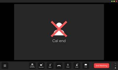 Virtual meeting ending with a disconnected screen, showcasing a user interface commonly found in online conferencing platforms