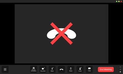 A virtual meeting on hold with a disconnected symbol during a group call in a digital workspace environment