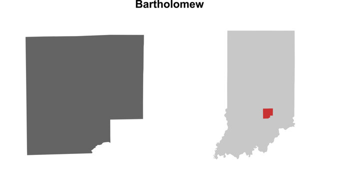 Bartholomew County (Indiana) blank outline map set