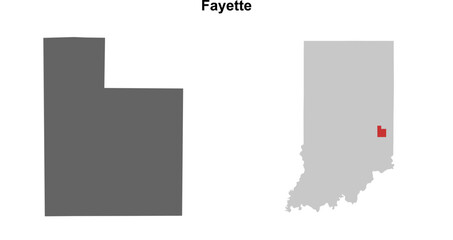 Fayette County (Indiana) blank outline map set