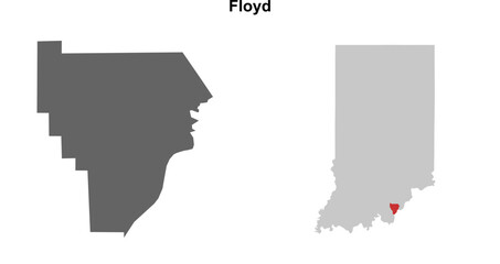 Floyd County (Indiana) blank outline map set
