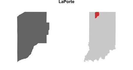LaPorte County (Indiana) blank outline map set