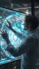 Obraz premium Futuristic Technology with Blue Energy Sphere and Light Effects