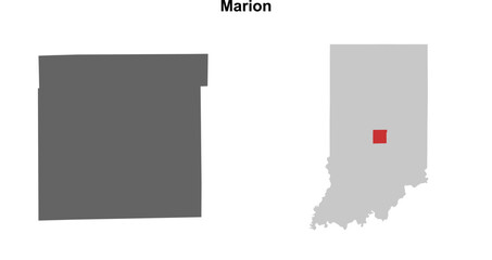 Marion County (Indiana) blank outline map set