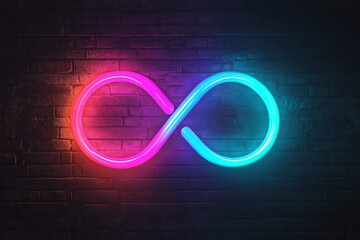 Abstract Neon Infinity Symbol on Dark Background