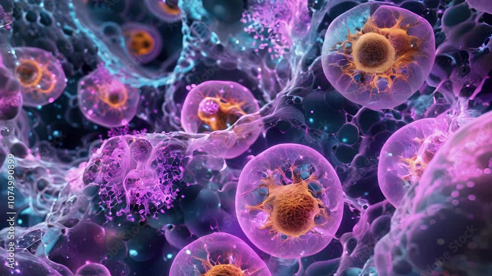 Poster a microscopic glimpse of the complex interactions between immune cells and synovial cells as they wo