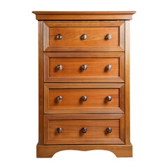 Elegant wooden dresser with four spacious drawers for stylish storage, transparent background