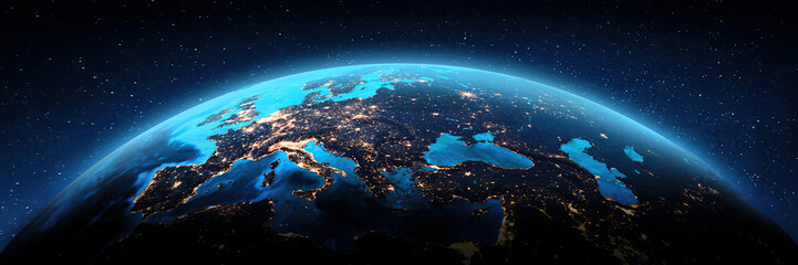 Europe city lights map